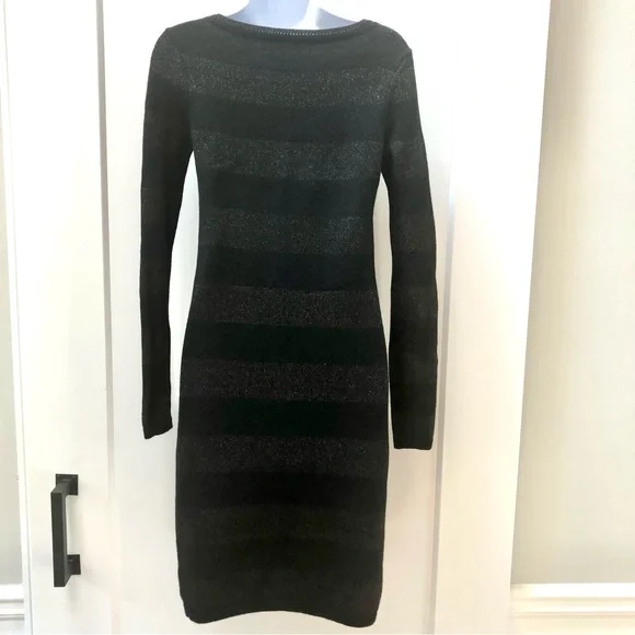 Vineyard Vines metallic‎ silver and black striped wool sweater dress size xs - Picture 2 of 8
